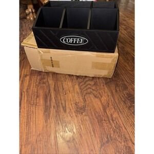 Coffee Station Organizer for Counter, Wood Coffee Pods Holder Storage Basket,